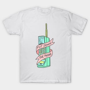 Put down the phone pastel 90s grunge print T-Shirt